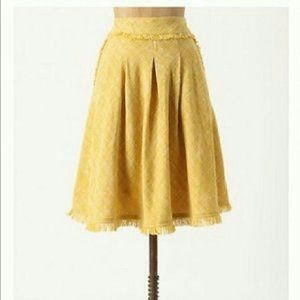 Anthropologie Maeve Yellow Buttered Tweed Skirt 8P